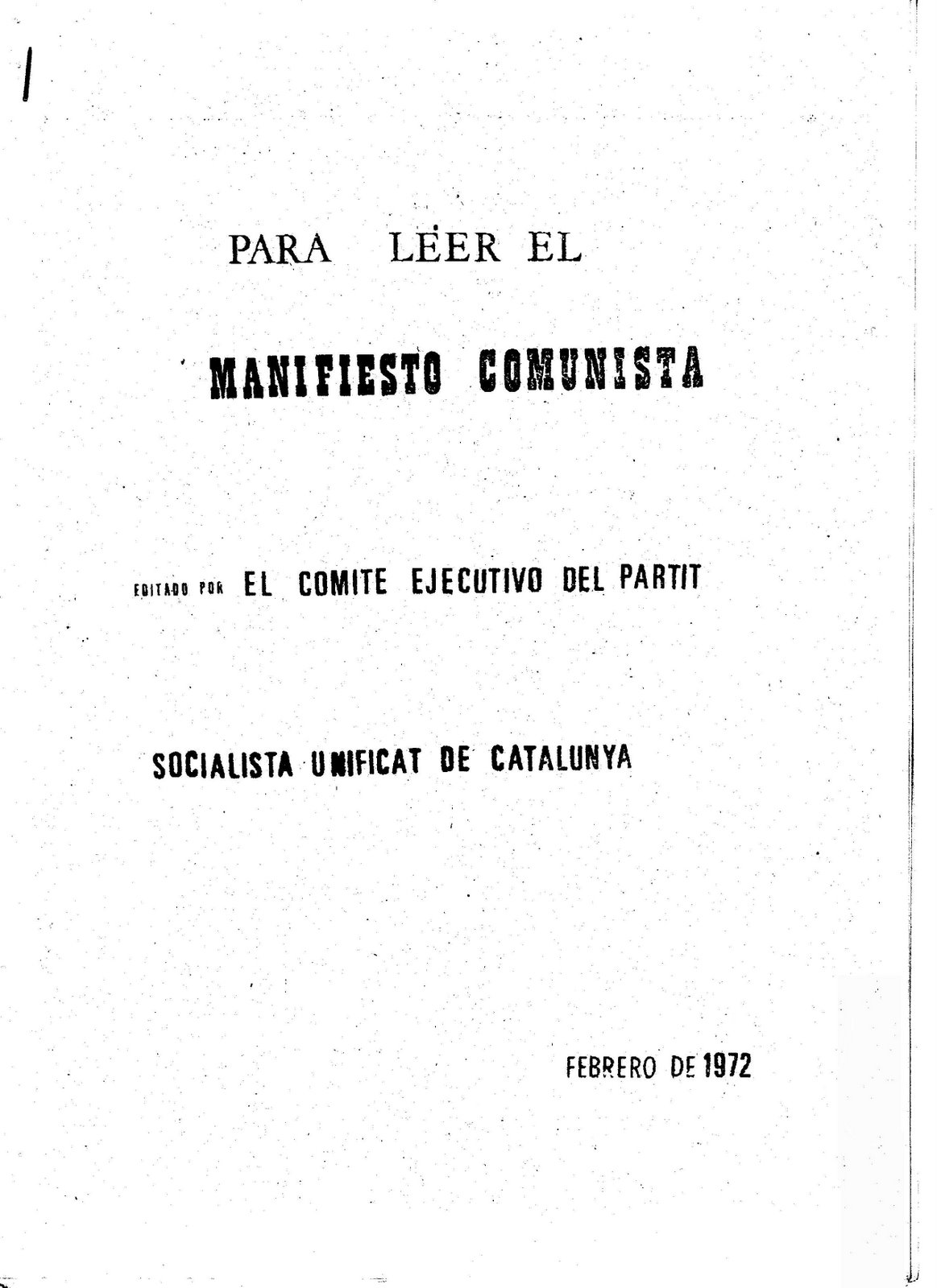 Para leer el Manifiesto Comunista La Realitat